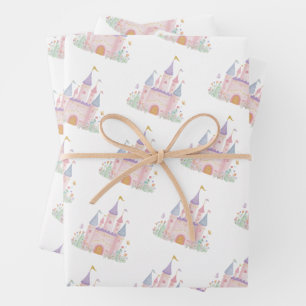 Prinzessinnen-Schloss-Geburtstagsfeier Mädchen Geschenkpapier Set