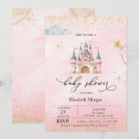 Prinzessinnen-Schloss Goldstaub Rosa Babyparty