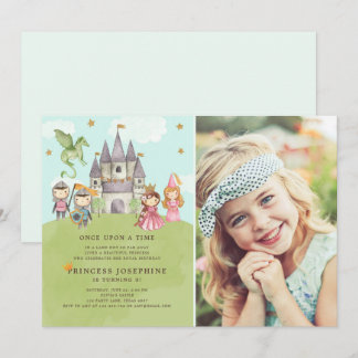 Prinzessinnen und Knights Girl zum Geburtstag Einl Einladung