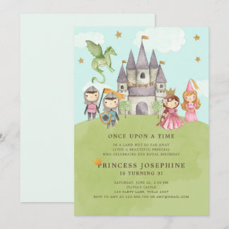Prinzessinnen und Knights Girl zum Geburtstag Einl Einladung