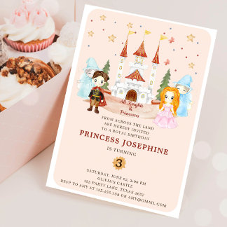Prinzessinnen und Knights Girl zum Geburtstag Einladung