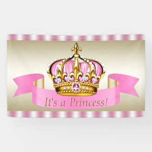 Prinzessinnenkrone Baby Shower Pink Gold Banner