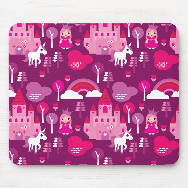 Prinzessinschloss und Einhornregenbogen Mousepad (Vorne)