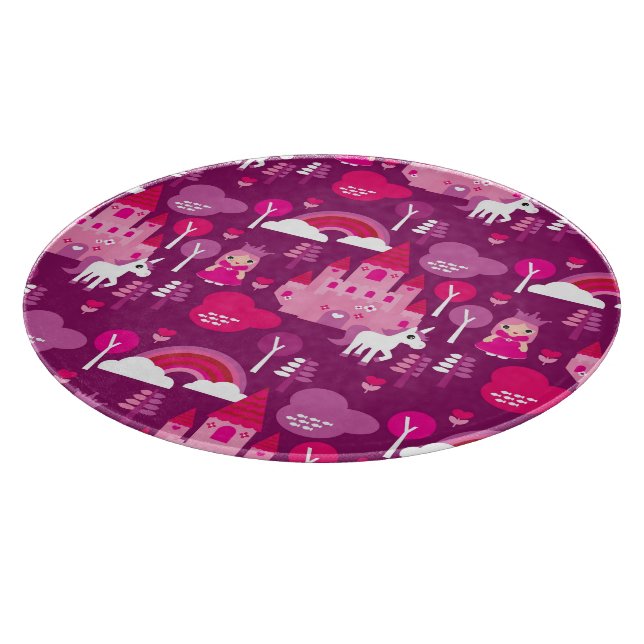 Prinzessinschloss und Einhornregenbogen Schneidebrett (Ecke)