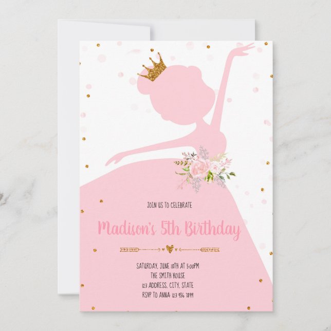 Prinzessintanz-Party Einladung (Vorderseite)