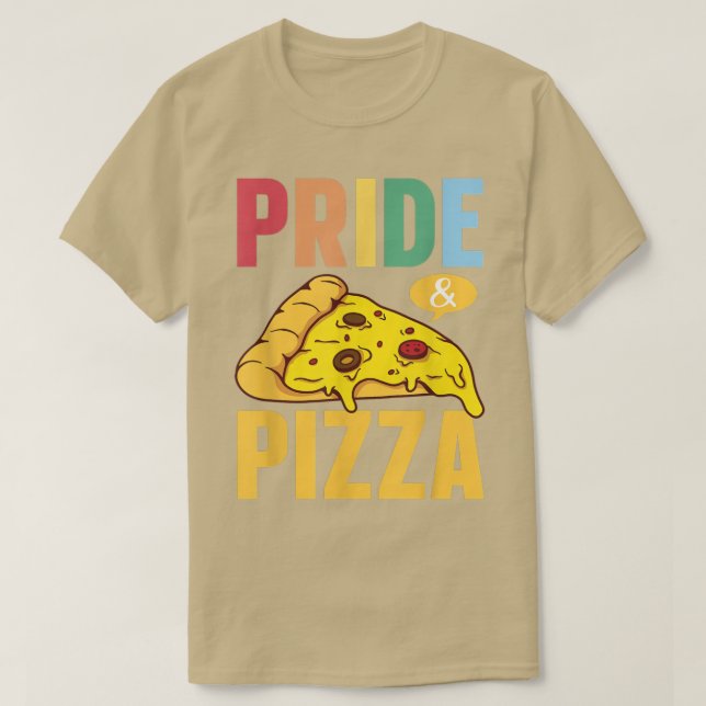 Prio & Pizza LGBT Gay Pride Rainbow Flag LGBTQ T-Shirt (Design vorne)