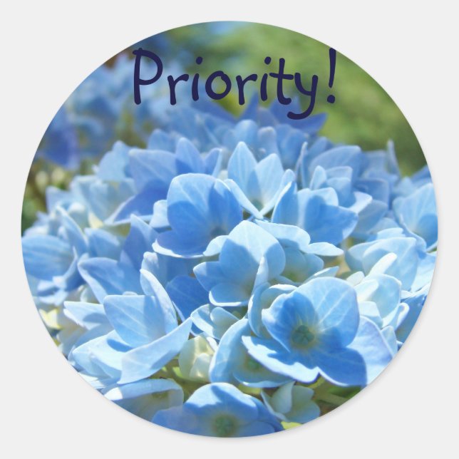 Priorität! Aufkleber Office Blue Hydrangea Blume (Vorderseite)