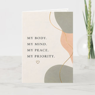 Prioritäts-Minimalist Selbstliebe-Grußkarte Karte
