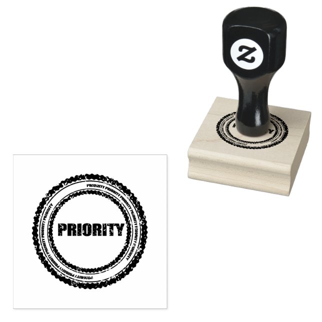 Priority Circle Logo Impressionen Jet Black Holzop Gummistempel (Stempel)