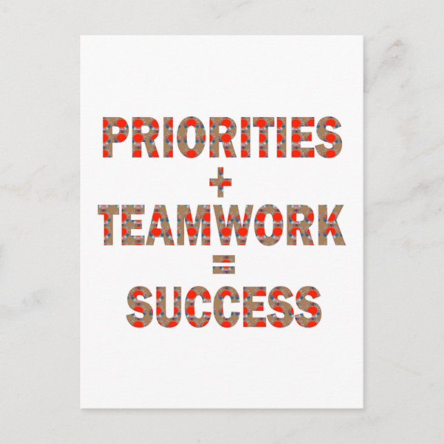 PRIORITY Teamwork Erfolg Weisheit LOWPRICE GIFTS Postkarte (Vorderseite)