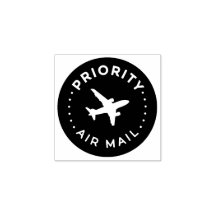 PRIORITY VIA AIR MAIL 飛行機 airplane ラバースタンプ