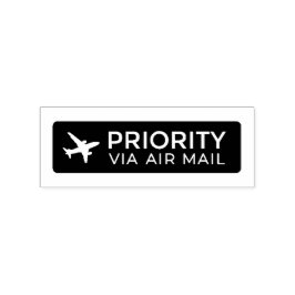 PRIORITY VIA AIR MAIL 飛行機 airplane ラバースタンプ Gummistempel