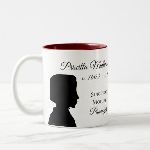 Priscilla Mullins Alden Mayflower Nachkomme-Tasse Zweifarbige Tasse