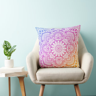 Prism Flower Mandala Throw Pillow Kissen
