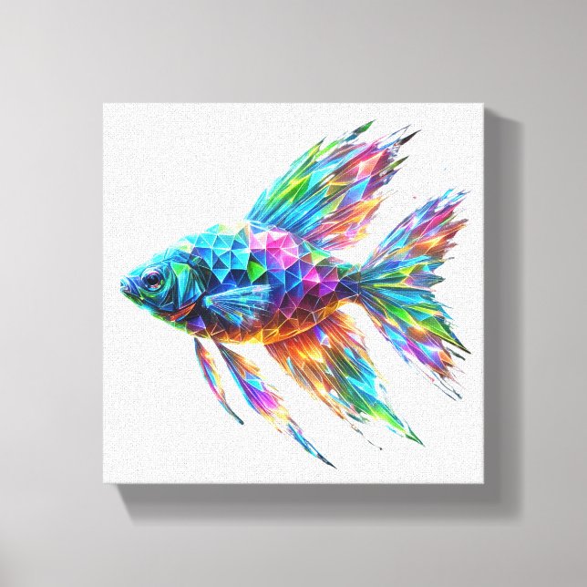 Prism Glow Geometric Fish Leinwanddruck (Vorderseite)