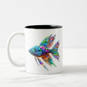 Prism Glow Geometric Fish Zweifarbige Tasse
