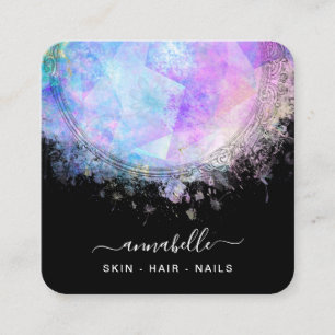 *~* Prism QR AP26 OPAL Rainbow Ethereal Dandelion Quadratische Visitenkarte