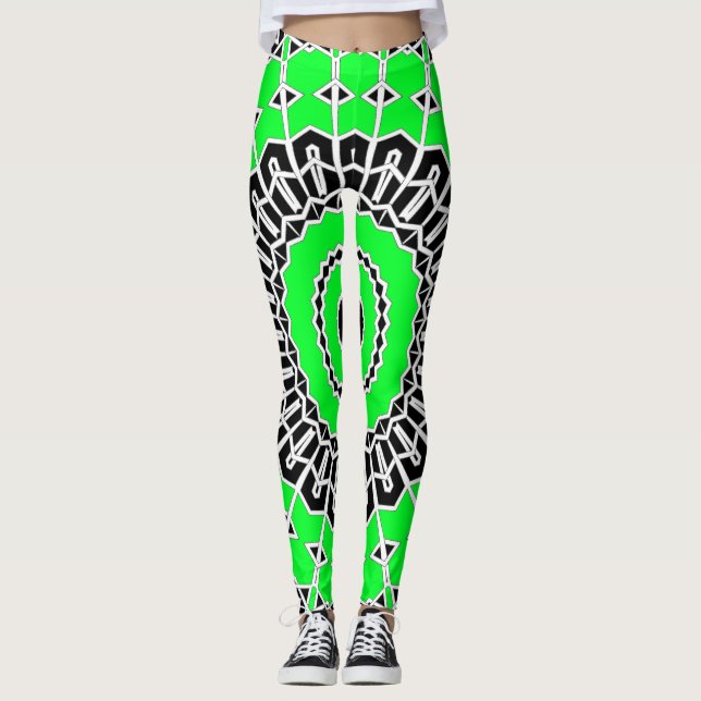 Prisma-Mandala (Grün) Leggings (Vorderseite)