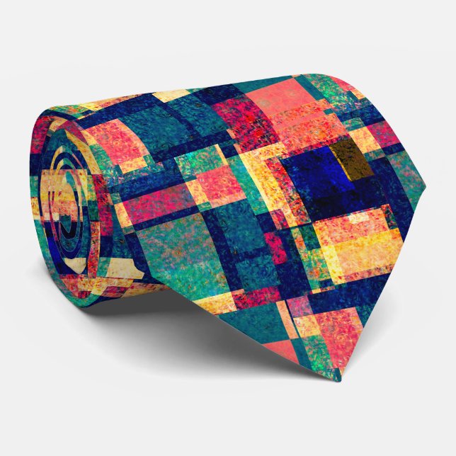 Prismatic Blocks – Modern Abstract Geometric Tie Krawatte (Gerollt)
