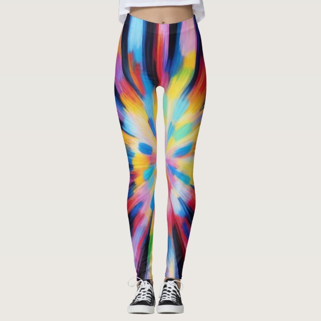 Prismatic Radiance: Abstract Sunburst Radio Waves  Leggings (Vorderseite)