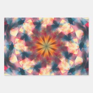 Prismatisch Kaleidoskopisch Psychedelisch Mandala Geschenkpapier Set