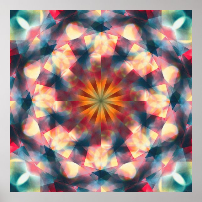 Prismatisch Kaleidoskopisch Psychedelisch Mandala Poster (Vorne)