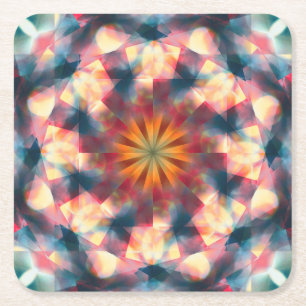 Prismatisch Kaleidoskopisch Psychedelisch Mandala Rechteckiger Pappuntersetzer