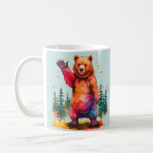 "Prismatische Pfoten: Ein lebendiger Waldgruß Kaffeetasse