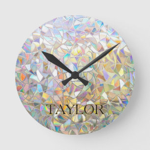 Prismatischer Buntglaseffekt - Regenbogen-Prismati Runde Wanduhr