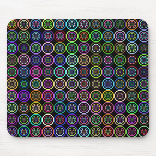 Prismatischer Groovy konzentrischer Hintergrund Mousepad (Vorne)
