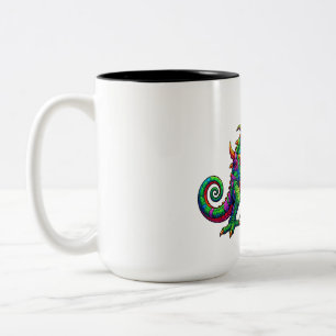 Prismatischer Neon-Drachen-Echse Zweifarbige Tasse
