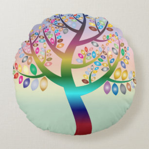 Prismatischer Regenbogenbaum Dekorativ Personalisi Rundes Kissen