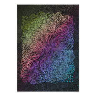 Prismatischer Swirl Rainbow Fraktal Feather Art Fotodruck
