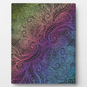 Prismatischer Swirl Rainbow Fraktal Feather Art Fotoplatte