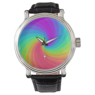 Prismatischer Trippy Rainbow Spiral Whirl Swirl Ar Armbanduhr
