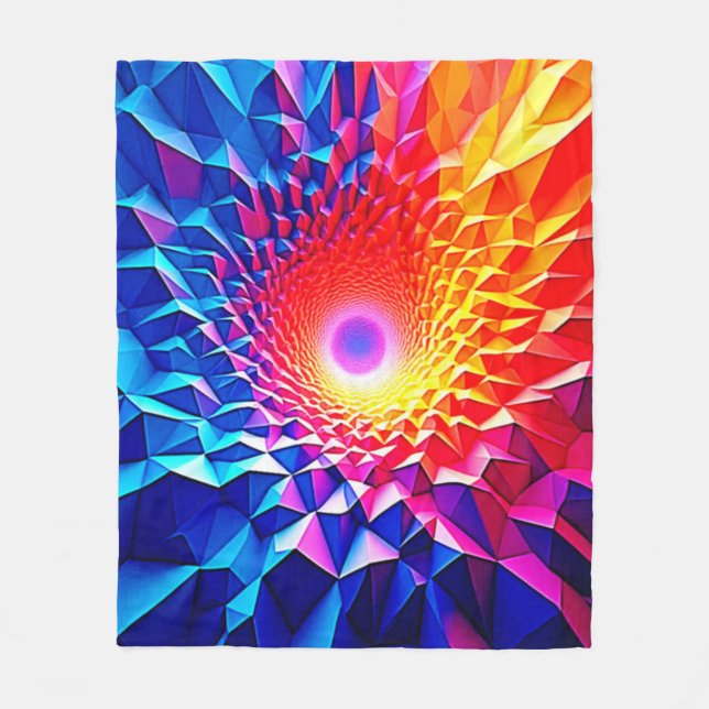 Prismatisches geometrisches Farbwirbeldesign Fleecedecke (Vorderseite)