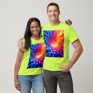 Prismatisches geometrisches Farbwirbeldesign T-Shirt