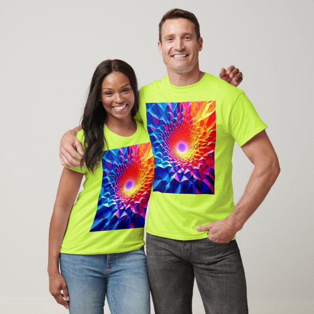 Prismatisches geometrisches Farbwirbeldesign T-Shirt (Unisex)