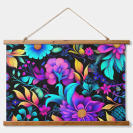 Prismatisches Petalscape Botanisch Wandteppich Mit Holzrahmen