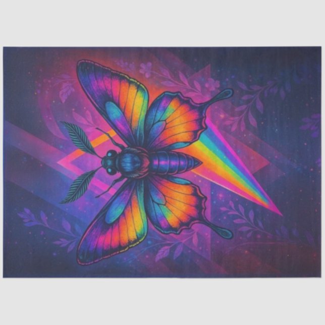Prismatisches Psychedelic Moth Decoupage Paper - L Seidenpapier (Vorderseite)