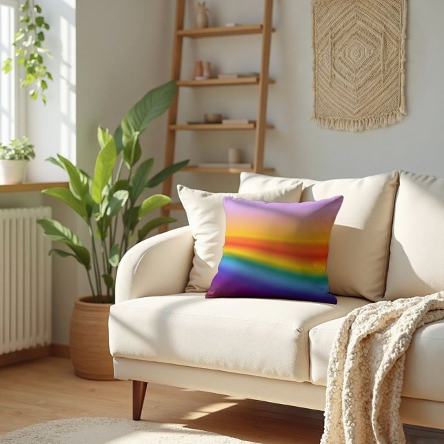 Prismenfluss - Wavy Pastel Rainbow Gradient Kissen (Wavy Pastel Flow. Bohemian elegance for your home. Accent your sofa with soft, artistic color.)