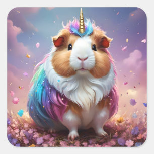 Prismenschwanz: Das Radiant Unicorn Guinea Pig, Quadratischer Aufkleber