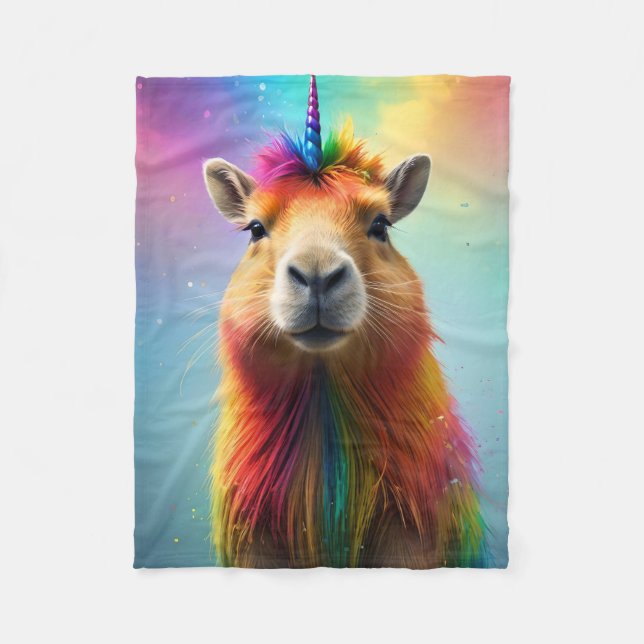 Prismhorn: Der Regenbogen Capybaraicorn Fleecedecke (Vorderseite)