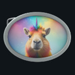 Prismhorn: Der Regenbogen Capybaraicorn Ovale Gürtelschnalle<br><div class="desc">Prismhorn: Der Regenbogen Capybaraicorn ist ein magisches Wesen von reiner Freude und Wunder. Mit dem sanften Benehmen einer Capybara und der bezaubernden Präsenz eines Einhorns ist Prismhorn eine harmonische Mischung aus Laune und Gelassenheit. Sein schlankes Fell strahlt in einem farbenprächtigen Farbspektrum, das Licht in einem Kaleidoskop von Regenbogen reflektiert. Ein...</div>
