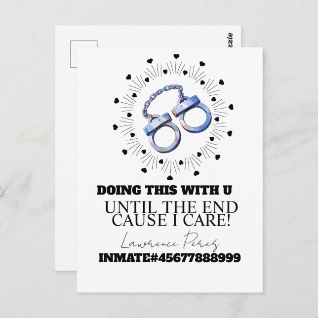 Prison Cards Long Distance Doing Time Cuffs Postkarte (Vorne/Hinten)