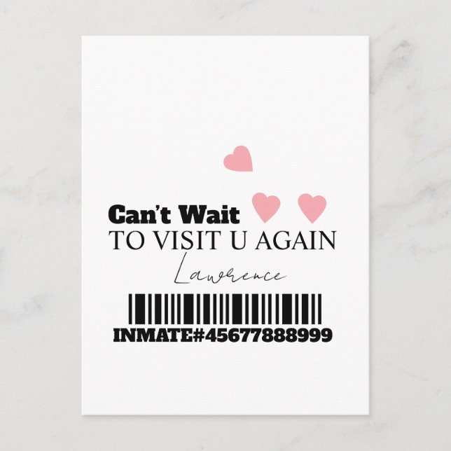 Prison Long Distance Cute Hearts Visit Postkarte (Vorderseite)