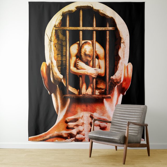 Prison of the Mind – Surreal Conceptual Wall Art  Wandteppich (Beispiel)