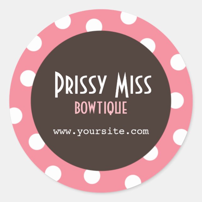 Prissy Miss Pink Polka Dot Chic Round Sticker (Vorderseite)
