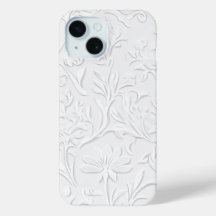 Pristine White Floral Embossed Phone Case