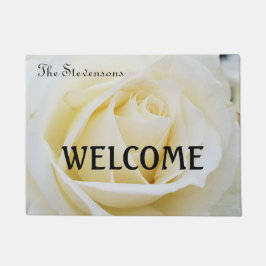 Pristine White Rose Nah-Up Foto Fußmatte